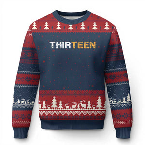 13th Birthday Ugly Christmas Sweater Thirteen Teen 13 Year Old Official Teenager Gifts TS10 Navy Red Print Your Wear