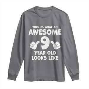9th Birthday Gifts Long Sleeve Shirt Awesome 9 Year Old Bday Son Boy Girl 9yr TS10 Charcoal Print Your Wear