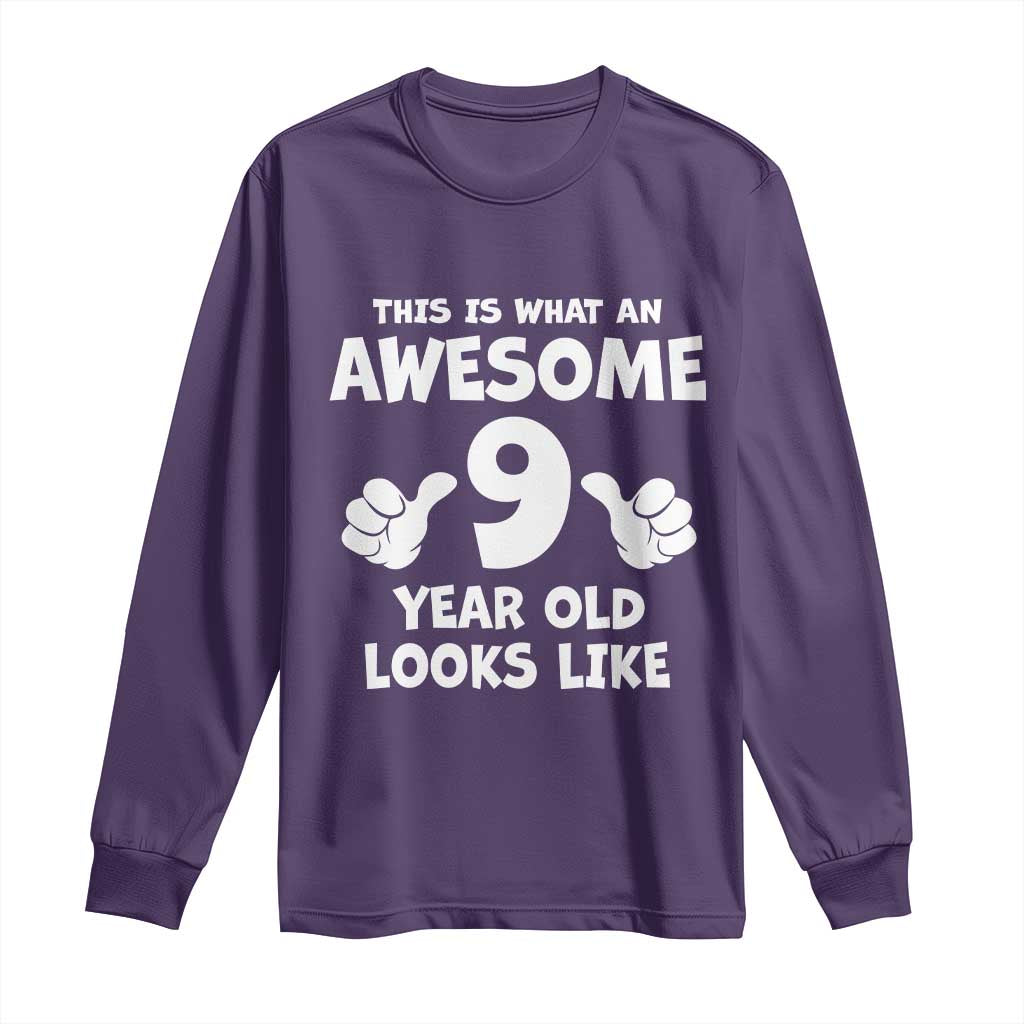 9th Birthday Gifts Long Sleeve Shirt Awesome 9 Year Old Bday Son Boy Girl 9yr TS10 Purple Print Your Wear