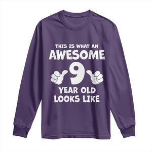 9th Birthday Gifts Long Sleeve Shirt Awesome 9 Year Old Bday Son Boy Girl 9yr TS10 Purple Print Your Wear