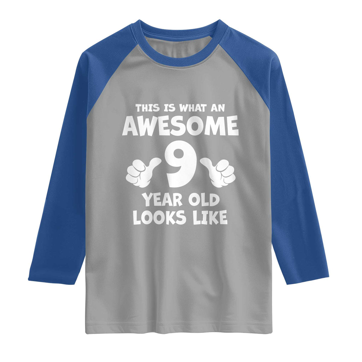 9th Birthday Gifts Raglan Shirt Awesome 9 Year Old Bday Son Boy Girl 9yr TS10 Sport Gray Royal Print Your Wear