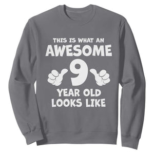 9th Birthday Gifts Sweatshirt Awesome 9 Year Old Bday Son Boy Girl 9yr TS10 Charcoal Print Your Wear
