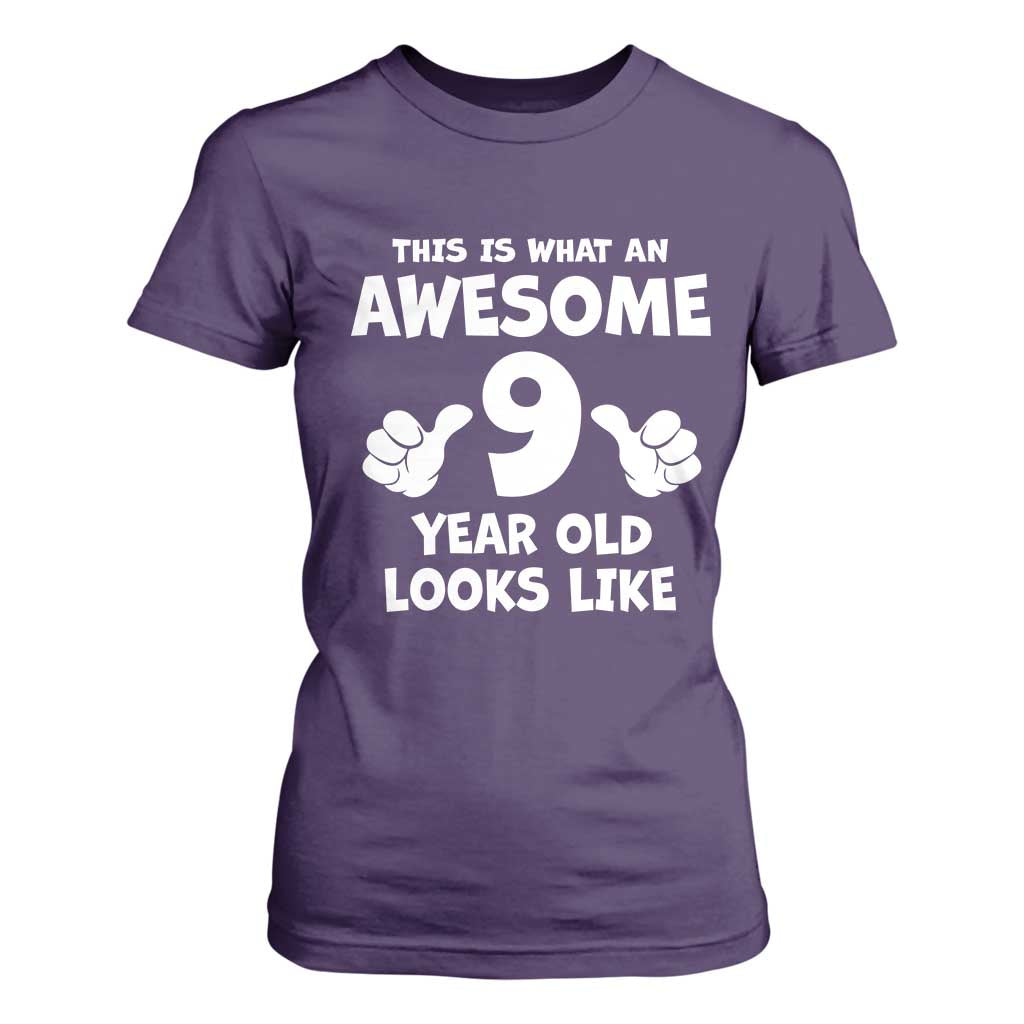 9th Birthday Gifts T Shirt For Women Awesome 9 Year Old Bday Son Boy Girl 9yr TS10 Purple Print Your Wear