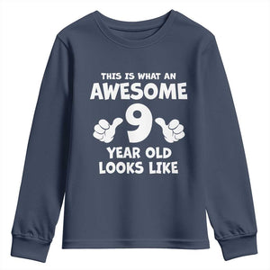9th Birthday Gifts Youth Sweatshirt Awesome 9 Year Old Bday Son Boy Girl 9yr TS10 Navy Print Your Wear