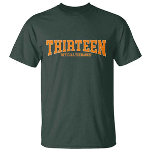 Thirteen Official Teenager T Shirt Vintage Retro Varsity 13th Birthday Gift Teen Girl TS10 Dark Forest Green Print Your Wear