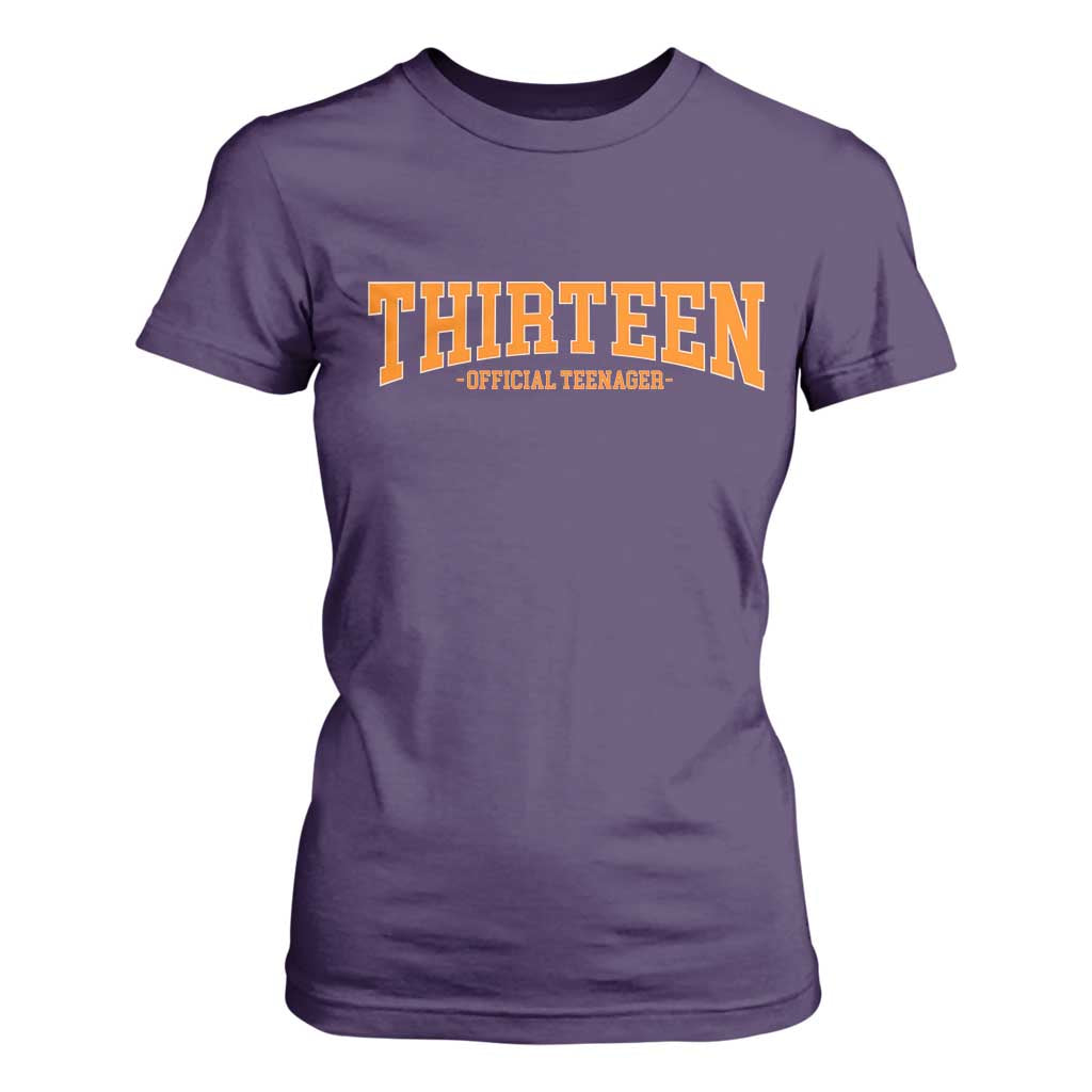 Thirteen Official Teenager T Shirt For Women Vintage Retro Varsity 13th Birthday Gift Teen Girl TS10 Purple Print Your Wear