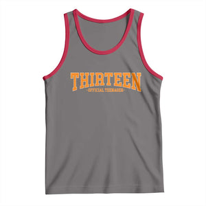 Thirteen Official Teenager Tank Top Vintage Retro Varsity 13th Birthday Gift Teen Girl TS10 Deep Heather Red Print Your Wear