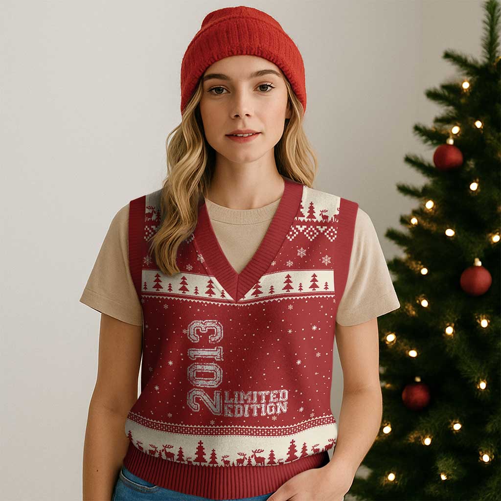 2013 Limited Edition V-Neck Knit Sweater Vest Limited Edition 13th Birthday Boys Girl TS10 Red Beige Print Your Wear