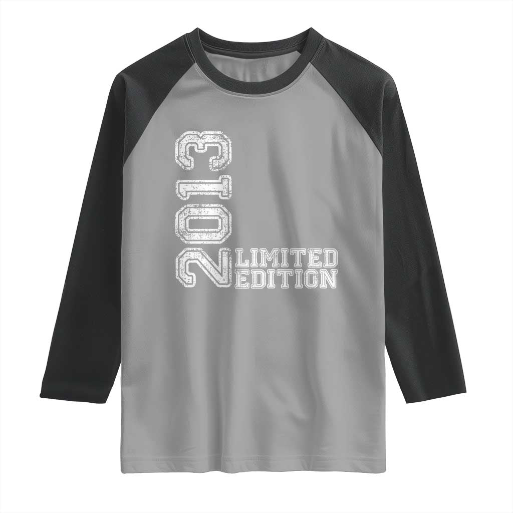 2013 Limited Edition Raglan Shirt Limited Edition 13th Birthday Boys Girl TS10 Sport Gray Black Print Your Wear