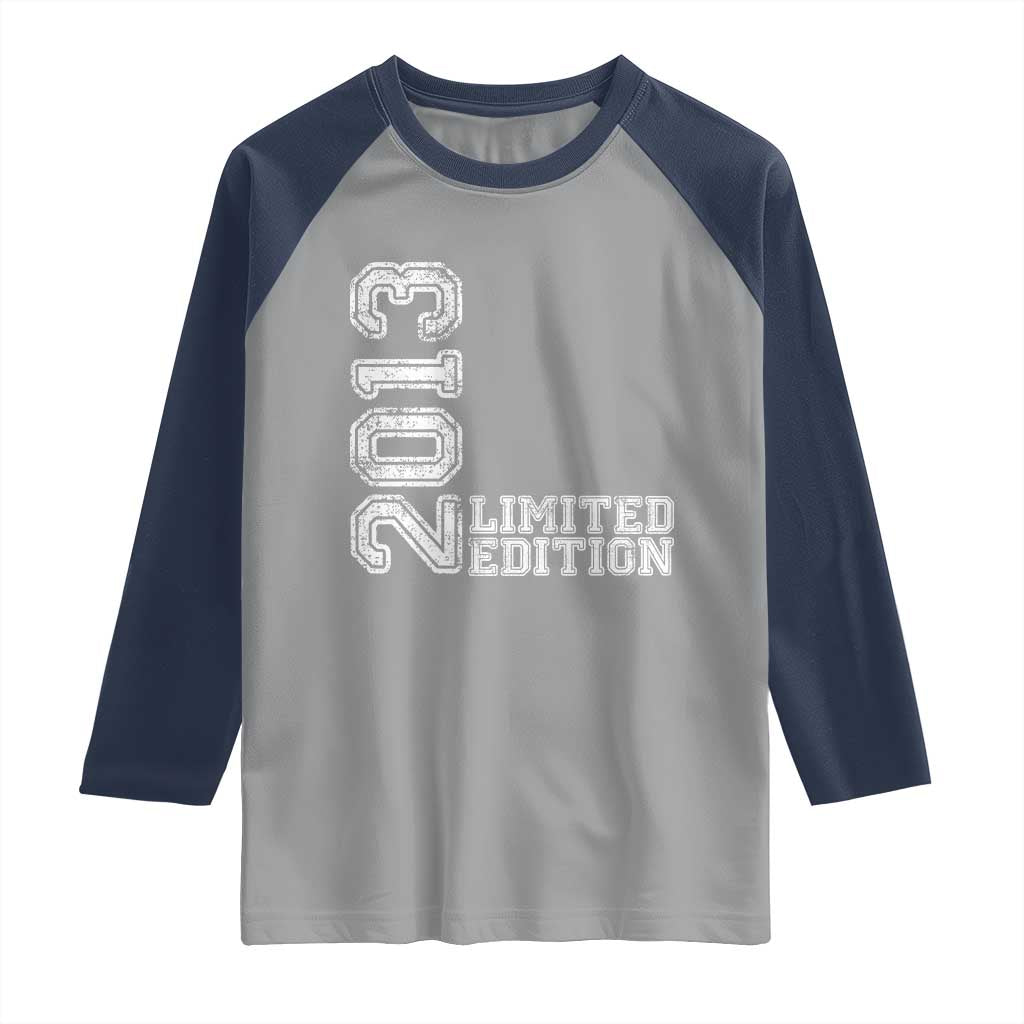 2013 Limited Edition Raglan Shirt Limited Edition 13th Birthday Boys Girl TS10 Sport Gray Navy Print Your Wear