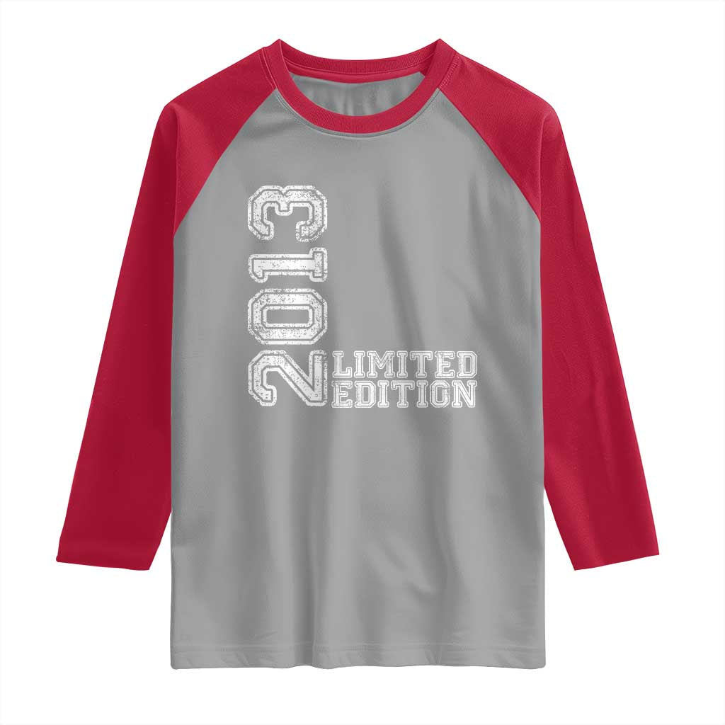2013 Limited Edition Raglan Shirt Limited Edition 13th Birthday Boys Girl TS10 Sport Gray Red Print Your Wear