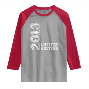 2013 Limited Edition Raglan Shirt Limited Edition 13th Birthday Boys Girl TS10 Sport Gray Red Print Your Wear