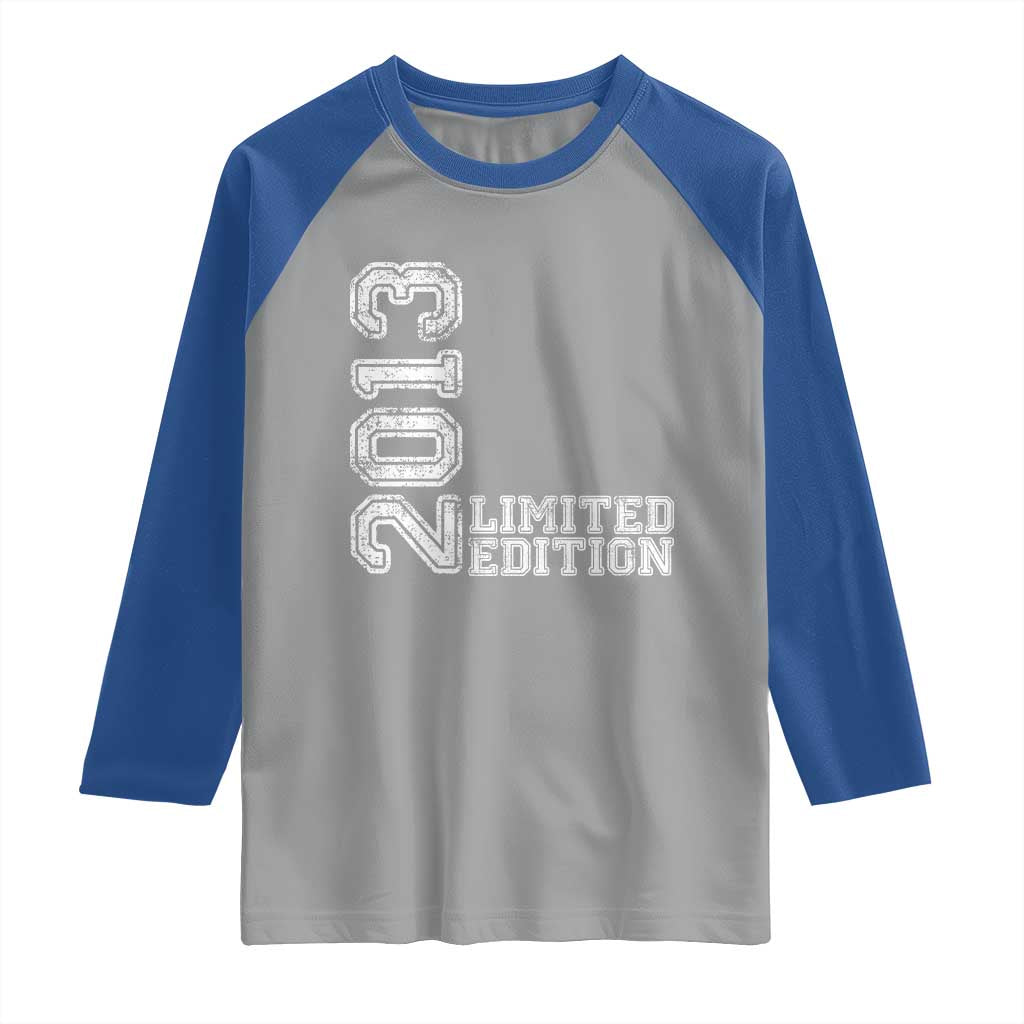 2013 Limited Edition Raglan Shirt Limited Edition 13th Birthday Boys Girl TS10 Sport Gray Royal Print Your Wear