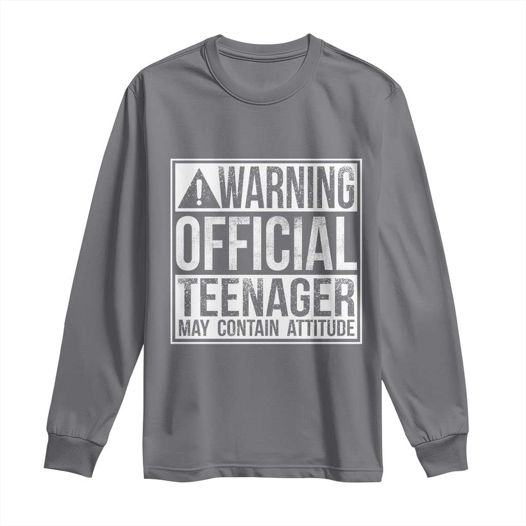 13th Birthday Long Sleeve Shirt Warning Official Teenager Boy 13yr TS10 Charcoal Print Your Wear