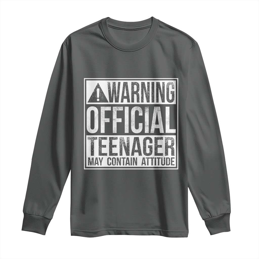 13th Birthday Long Sleeve Shirt Warning Official Teenager Boy 13yr TS10 Dark Heather Print Your Wear