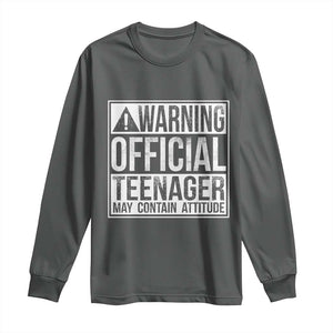 13th Birthday Long Sleeve Shirt Warning Official Teenager Boy 13yr TS10 Dark Heather Print Your Wear