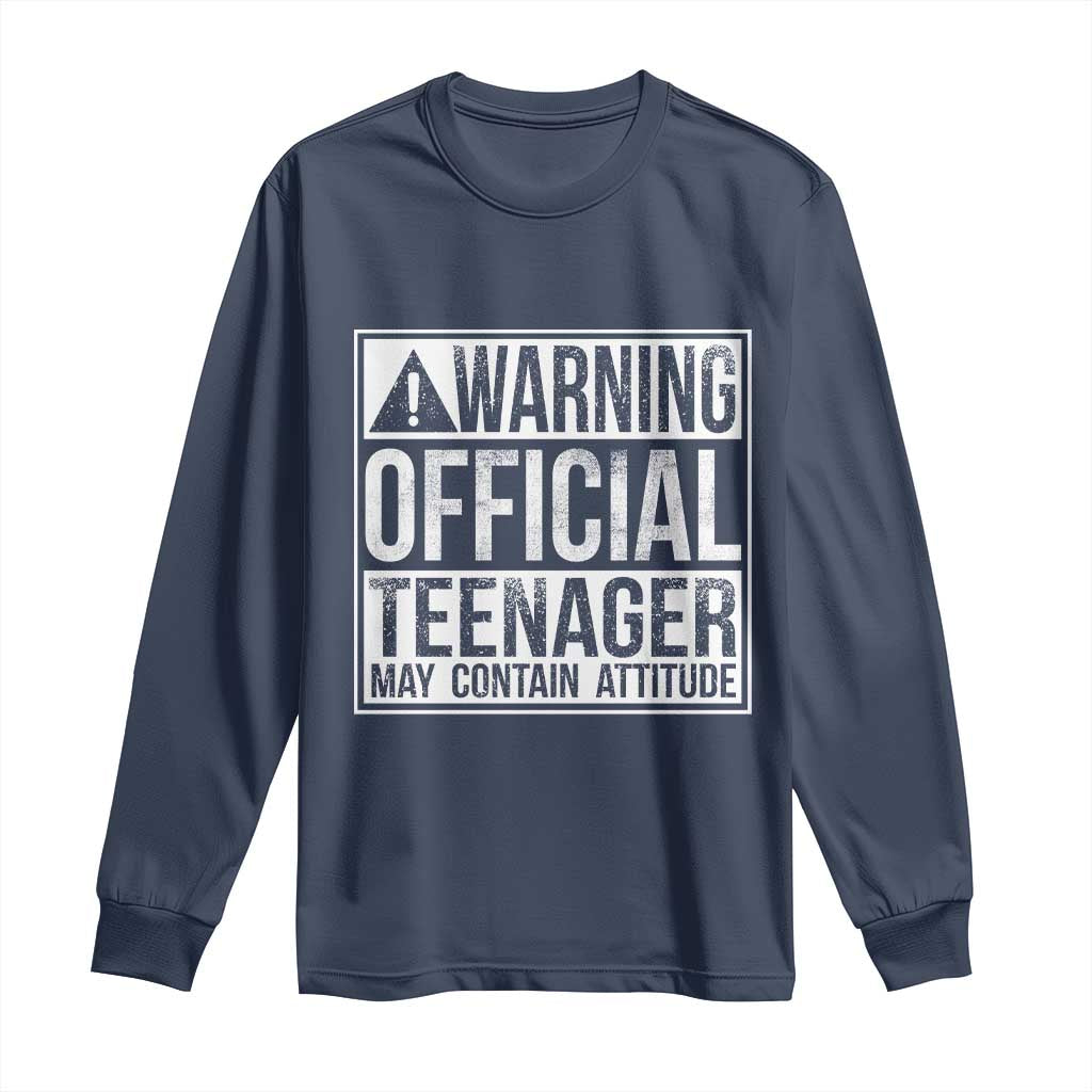 13th Birthday Long Sleeve Shirt Warning Official Teenager Boy 13yr TS10 Navy Print Your Wear
