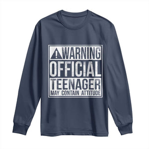 13th Birthday Long Sleeve Shirt Warning Official Teenager Boy 13yr TS10 Navy Print Your Wear
