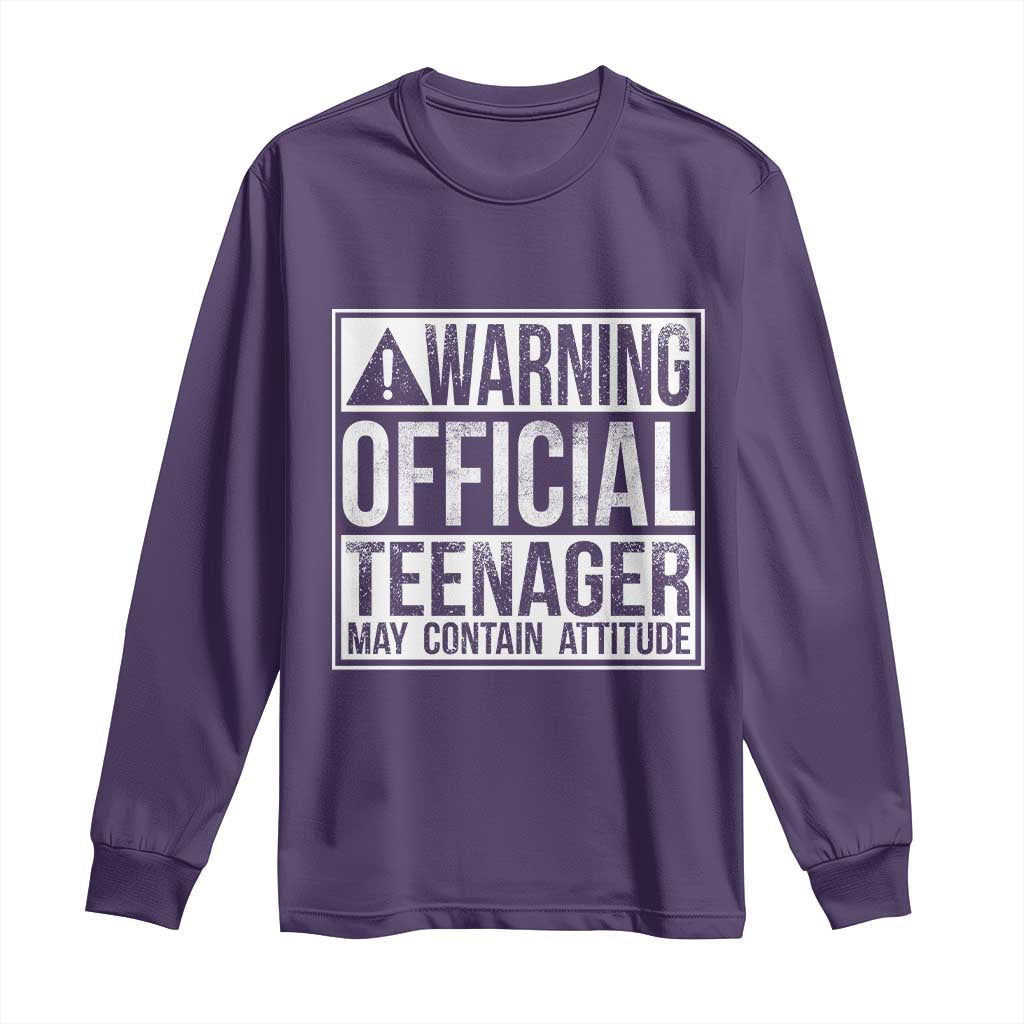 13th Birthday Long Sleeve Shirt Warning Official Teenager Boy 13yr TS10 Purple Print Your Wear