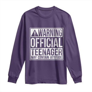 13th Birthday Long Sleeve Shirt Warning Official Teenager Boy 13yr TS10 Purple Print Your Wear