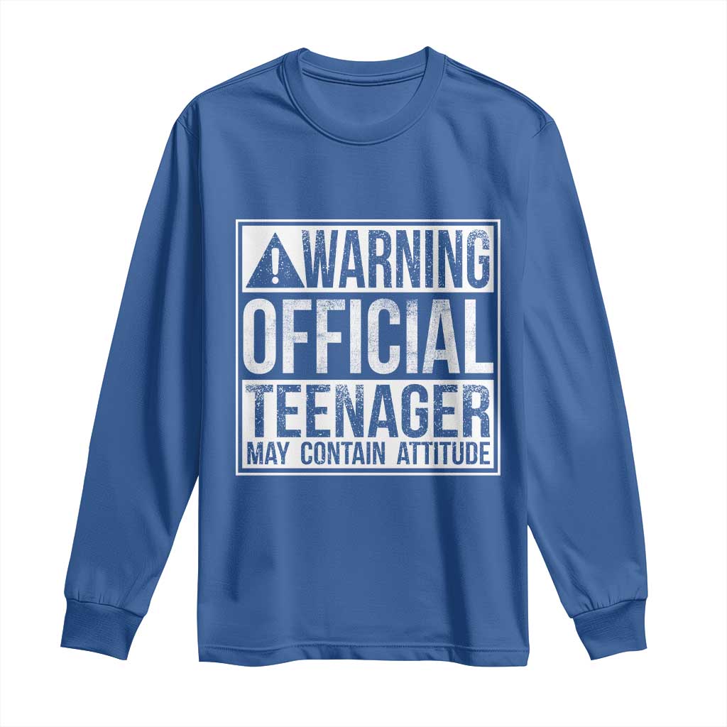 13th Birthday Long Sleeve Shirt Warning Official Teenager Boy 13yr TS10 Royal Blue Print Your Wear