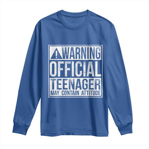 13th Birthday Long Sleeve Shirt Warning Official Teenager Boy 13yr TS10 Royal Blue Print Your Wear