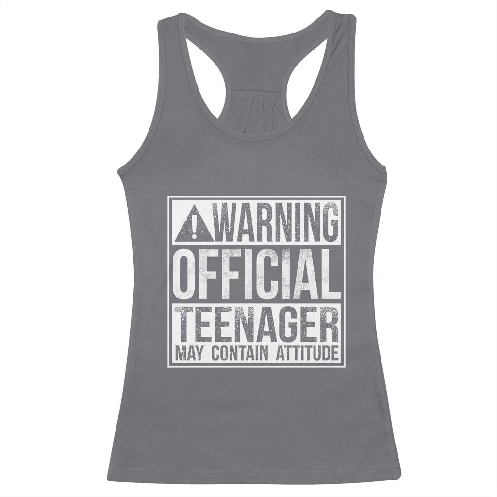 13th Birthday Racerback Tank Top Warning Official Teenager Boy 13yr TS10 Charcoal Print Your Wear