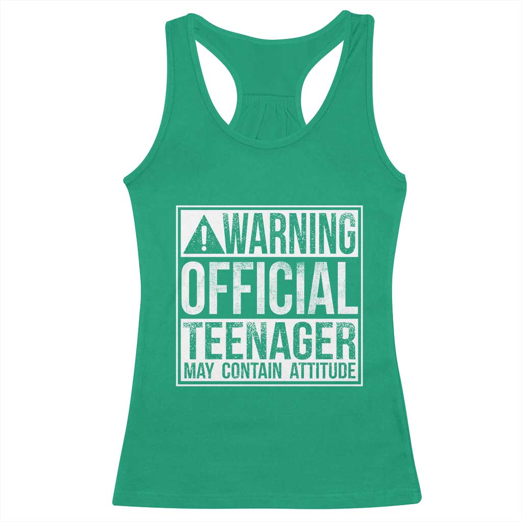 13th Birthday Racerback Tank Top Warning Official Teenager Boy 13yr TS10 Irish Green Print Your Wear