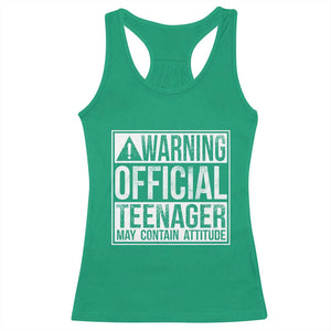 13th Birthday Racerback Tank Top Warning Official Teenager Boy 13yr TS10 Irish Green Print Your Wear