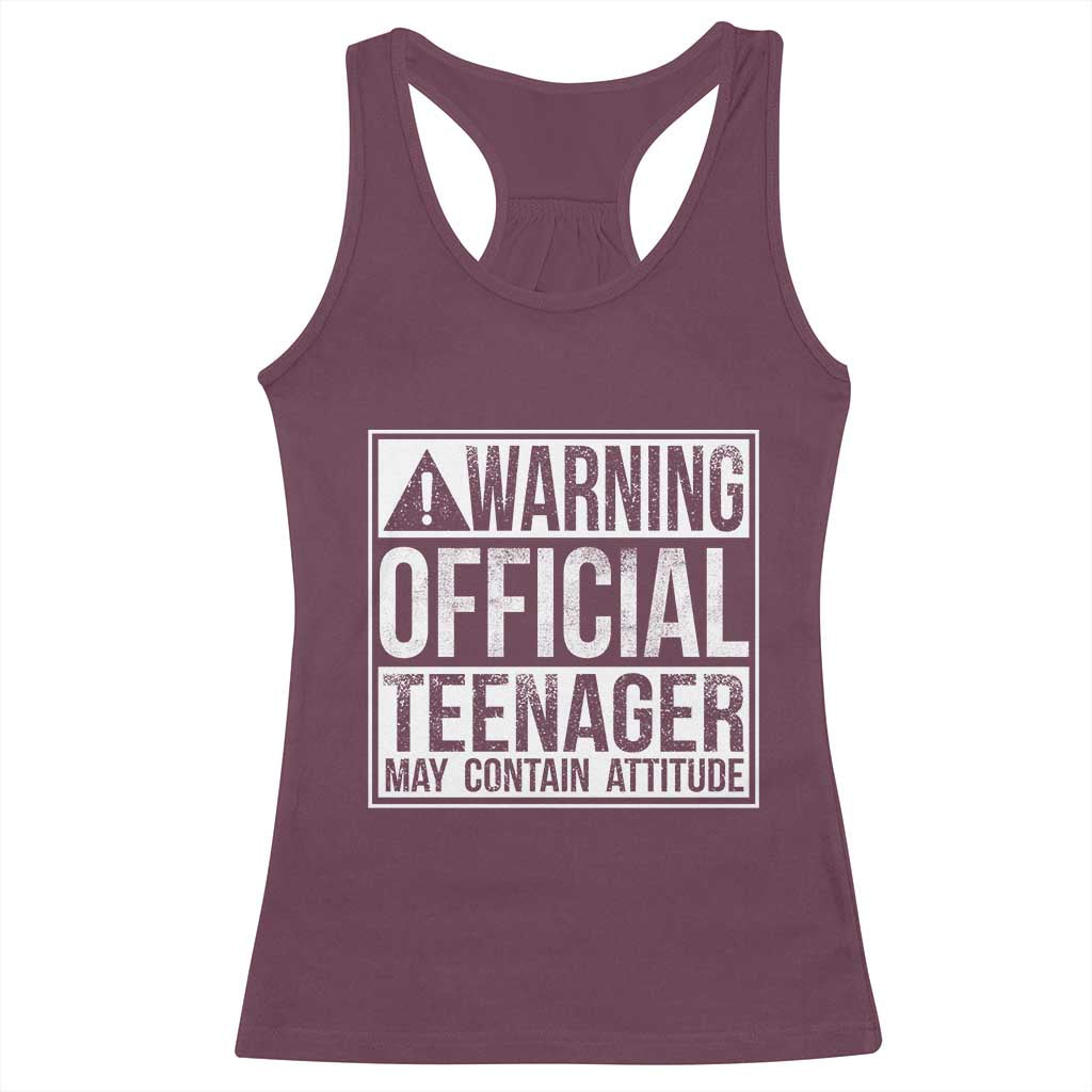 13th Birthday Racerback Tank Top Warning Official Teenager Boy 13yr TS10 Maroon Print Your Wear
