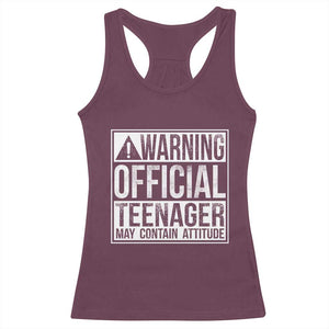 13th Birthday Racerback Tank Top Warning Official Teenager Boy 13yr TS10 Maroon Print Your Wear
