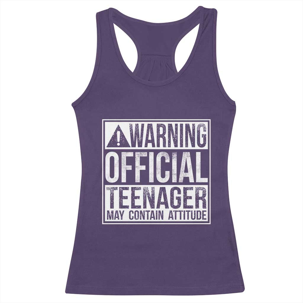 13th Birthday Racerback Tank Top Warning Official Teenager Boy 13yr TS10 Purple Print Your Wear