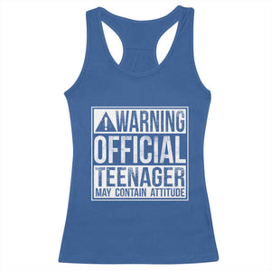 13th Birthday Racerback Tank Top Warning Official Teenager Boy 13yr TS10 Royal Blue Print Your Wear