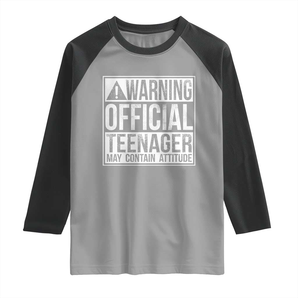 13th Birthday Raglan Shirt Warning Official Teenager Boy 13yr TS10 Sport Gray Black Print Your Wear