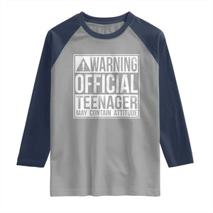 13th Birthday Raglan Shirt Warning Official Teenager Boy 13yr TS10 Sport Gray Navy Print Your Wear