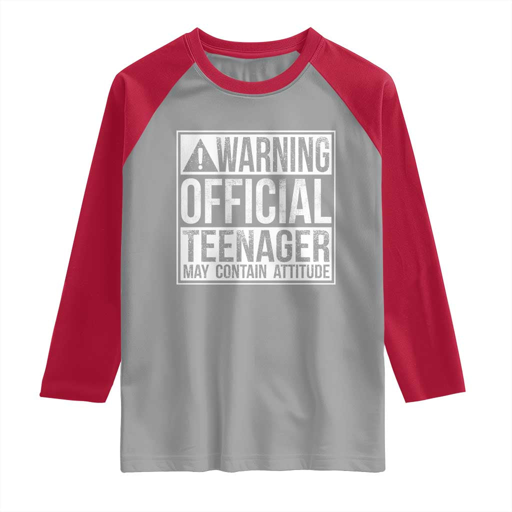 13th Birthday Raglan Shirt Warning Official Teenager Boy 13yr TS10 Sport Gray Red Print Your Wear