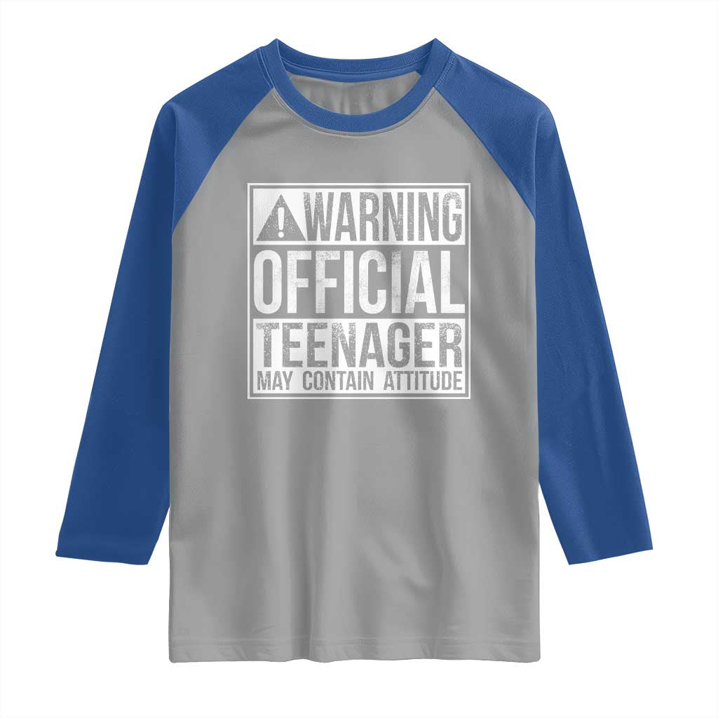 13th Birthday Raglan Shirt Warning Official Teenager Boy 13yr TS10 Sport Gray Royal Print Your Wear