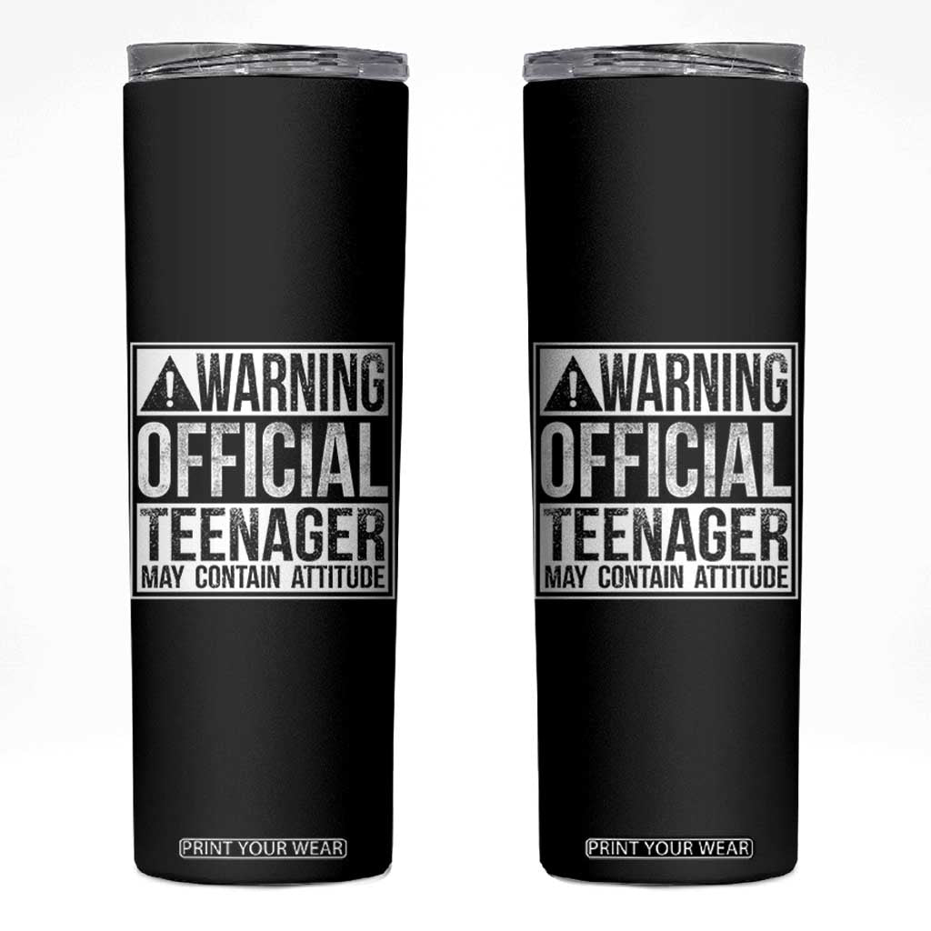 13th Birthday Skinny Tumbler Warning Official Teenager Boy 13yr TS10 Black Print Your Wear