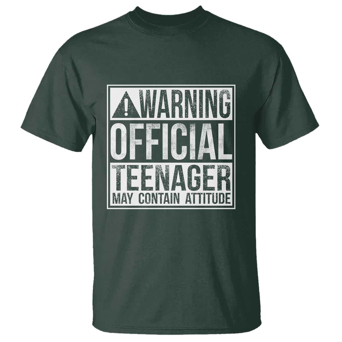 13th Birthday T Shirt Warning Official Teenager Boy 13yr TS10 Dark Forest Green Print Your Wear