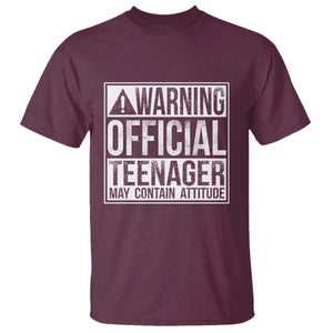 13th Birthday T Shirt Warning Official Teenager Boy 13yr TS10 Maroon Print Your Wear