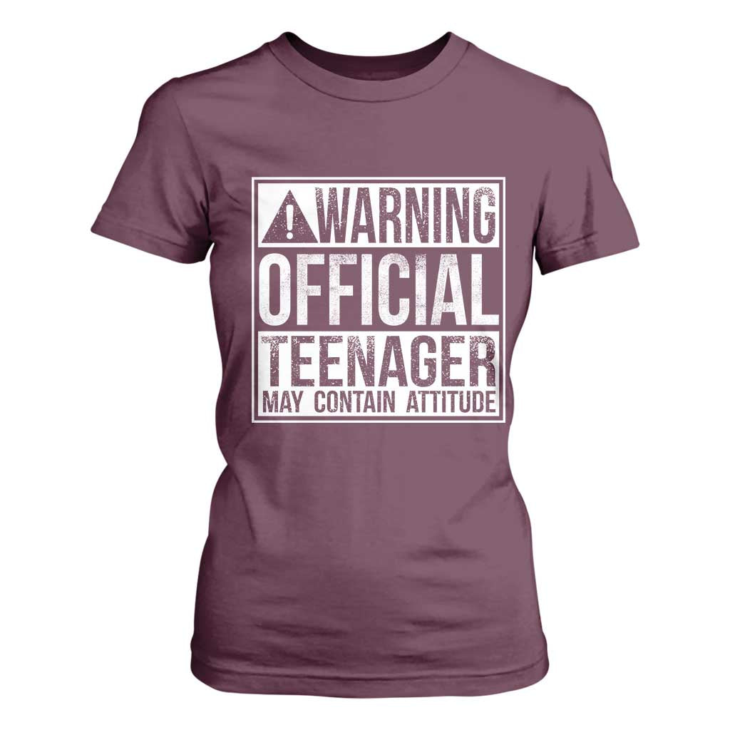 13th Birthday T Shirt For Women Warning Official Teenager Boy 13yr TS10 Maroon Print Your Wear