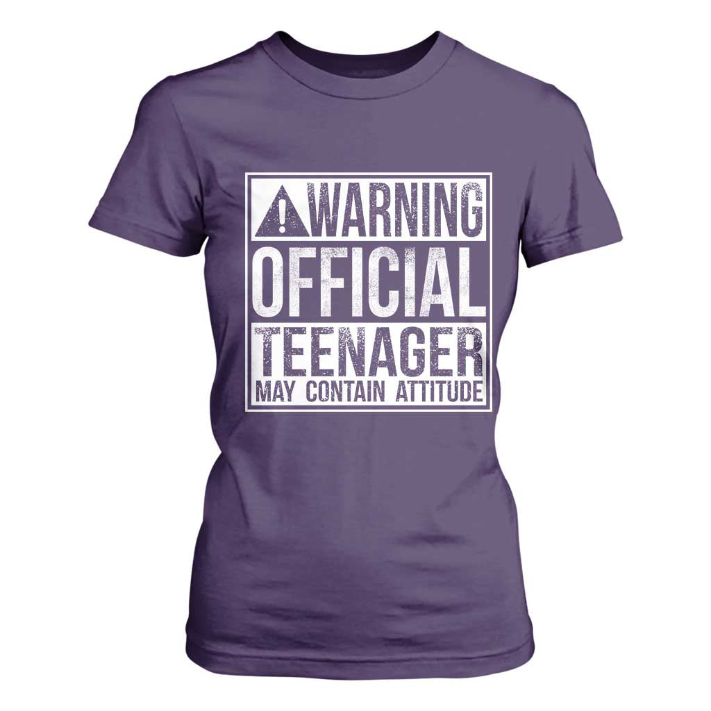 13th Birthday T Shirt For Women Warning Official Teenager Boy 13yr TS10 Purple Print Your Wear