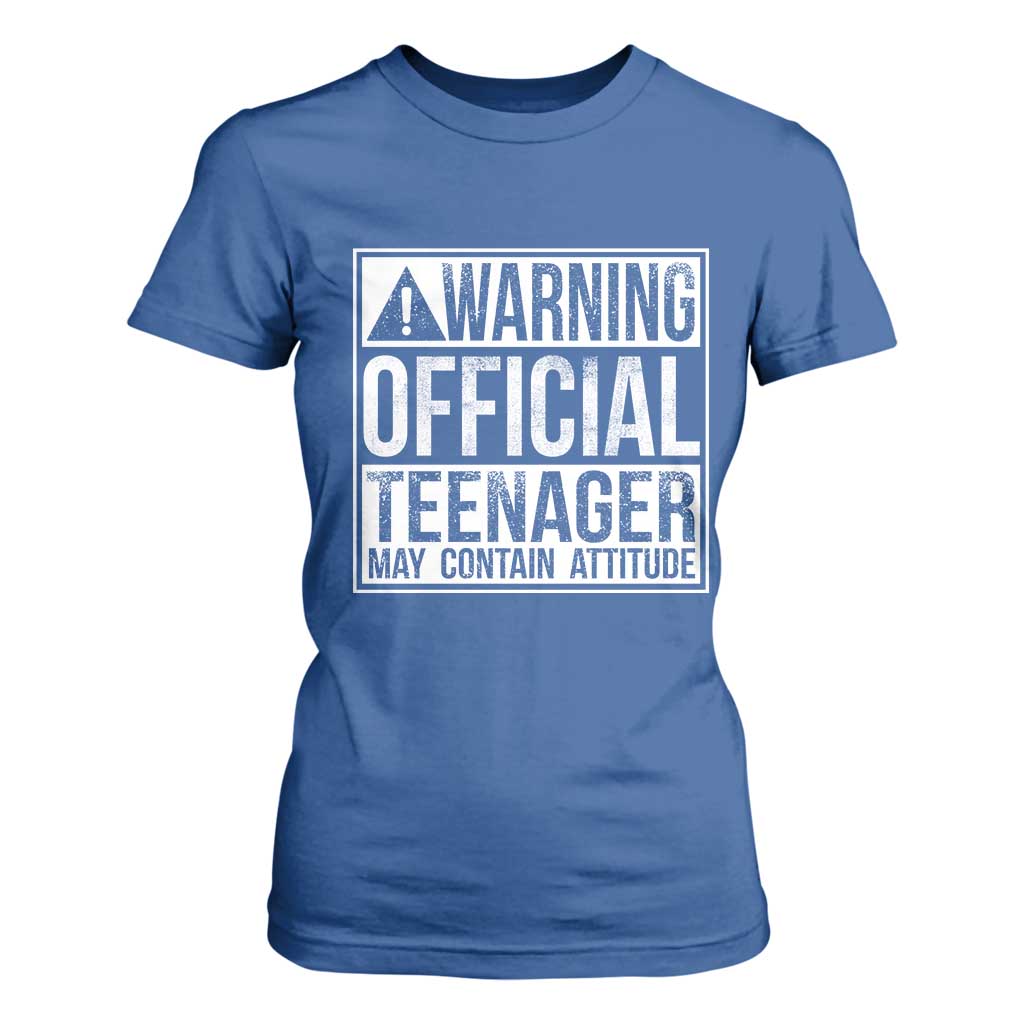 13th Birthday T Shirt For Women Warning Official Teenager Boy 13yr TS10 Royal Blue Print Your Wear
