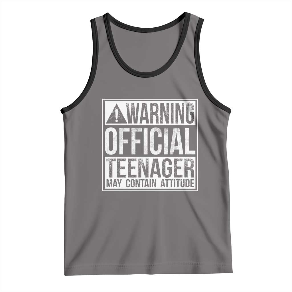 13th Birthday Tank Top Warning Official Teenager Boy 13yr TS10 Deep Heather Black Print Your Wear