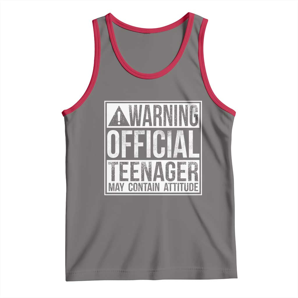 13th Birthday Tank Top Warning Official Teenager Boy 13yr TS10 Deep Heather Red Print Your Wear