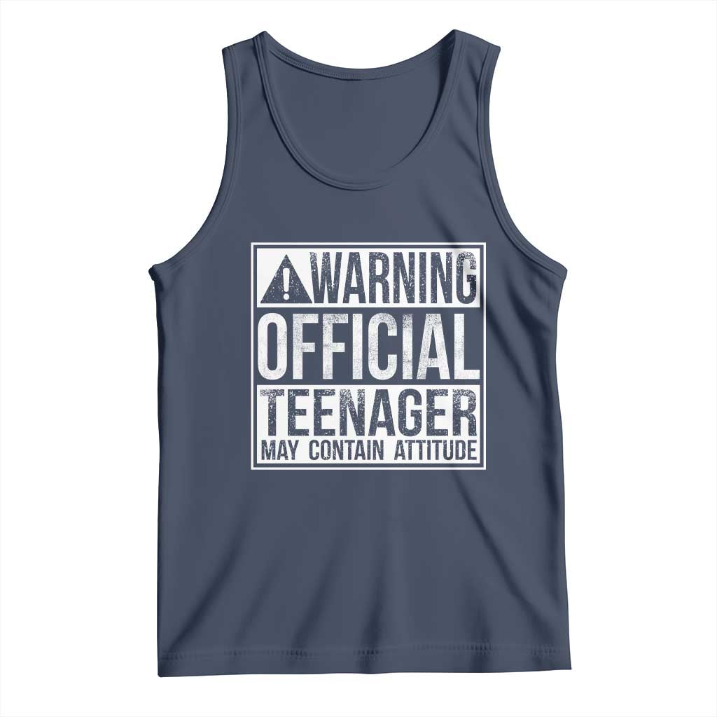 13th Birthday Tank Top Warning Official Teenager Boy 13yr TS10 Navy Print Your Wear