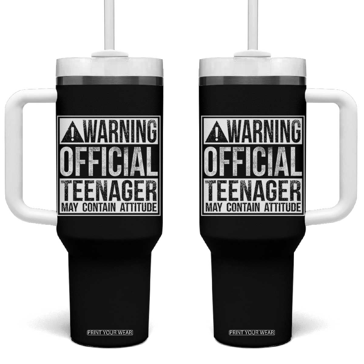13th Birthday Tumbler With Handle Warning Official Teenager Boy 13yr TS10 One Size: 40 oz Black Print Your Wear