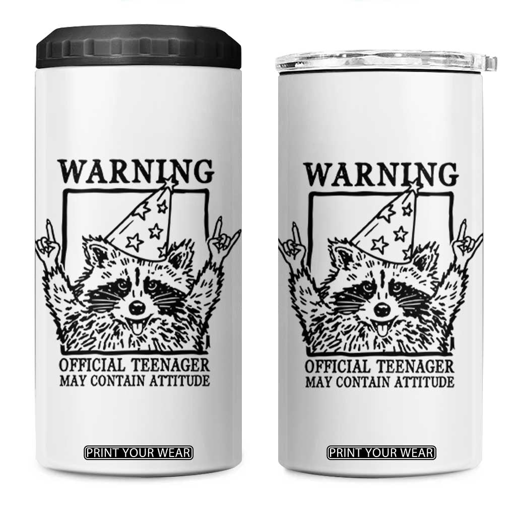 Vintage Raccoon 13th Birthday 4 in 1 Can Cooler Tumbler 13 Year Old Official Teenager Gifts TS10 One Size: 16 oz White Print Your Wear