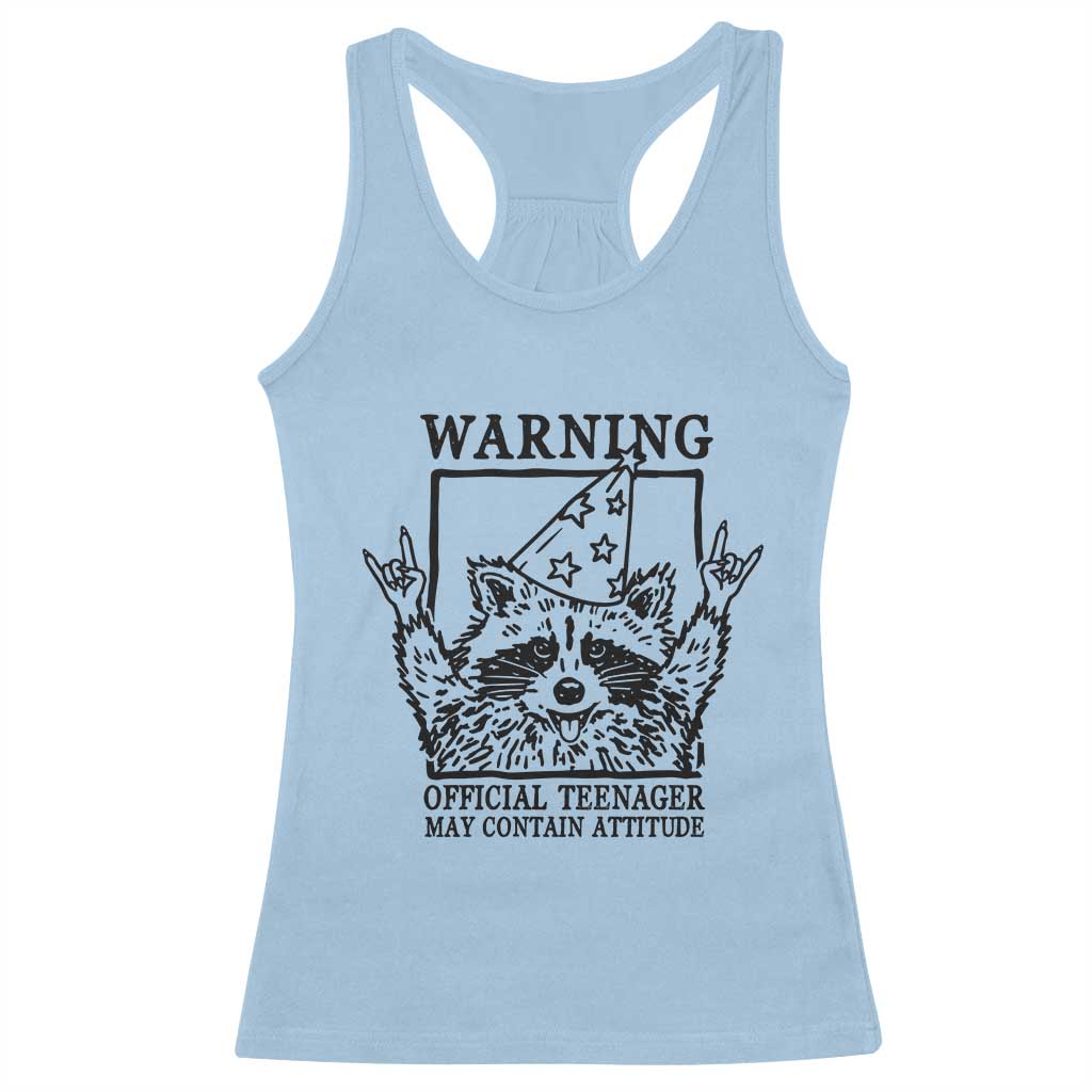Vintage Raccoon 13th Birthday Racerback Tank Top 13 Year Old Official Teenager Gifts TS10 Light Blue Print Your Wear