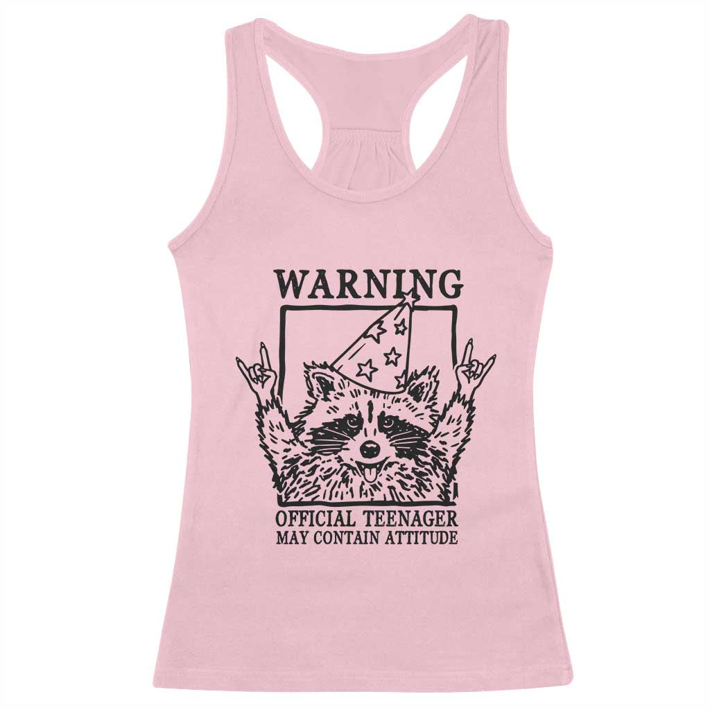 Vintage Raccoon 13th Birthday Racerback Tank Top 13 Year Old Official Teenager Gifts TS10 Light Pink Print Your Wear